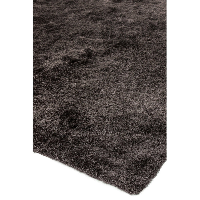 Whisper Super-Soft Fine Yarn Silky Shimmer Polyester Plain Shaggy Graphite Rug