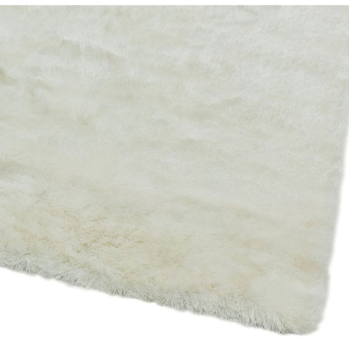 Whisper Super-Soft Fine Yarn Silky Shimmer Polyester Plain Shaggy Ivory Rug