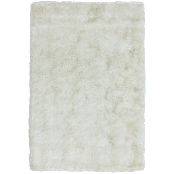 Whisper Super-Soft Fine Yarn Silky Shimmer Polyester Plain Shaggy Ivory Rug