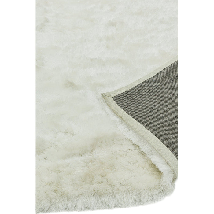 Whisper Super-Soft Fine Yarn Silky Shimmer Polyester Plain Shaggy Ivory Rug