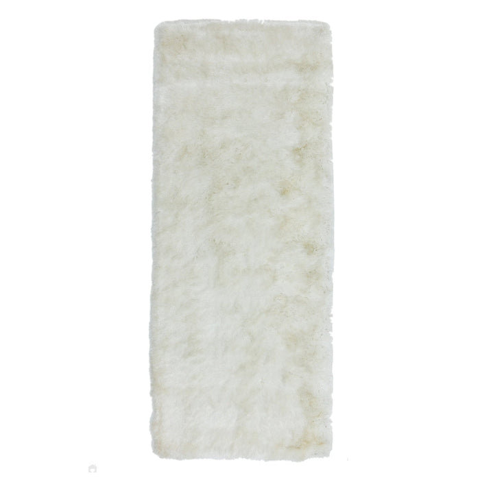 Whisper Super-Soft Fine Yarn Silky Shimmer Polyester Plain Shaggy Ivory Rug