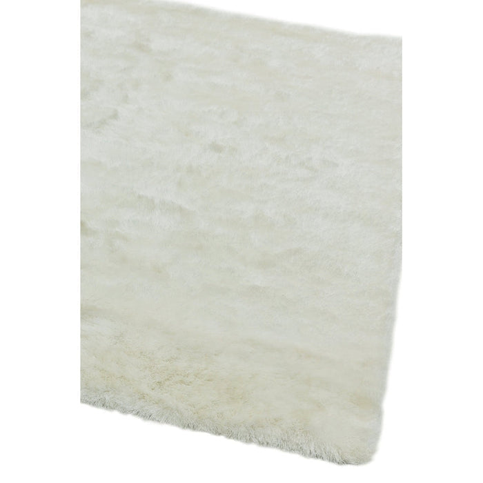 Whisper Super-Soft Fine Yarn Silky Shimmer Polyester Plain Shaggy Ivory Rug