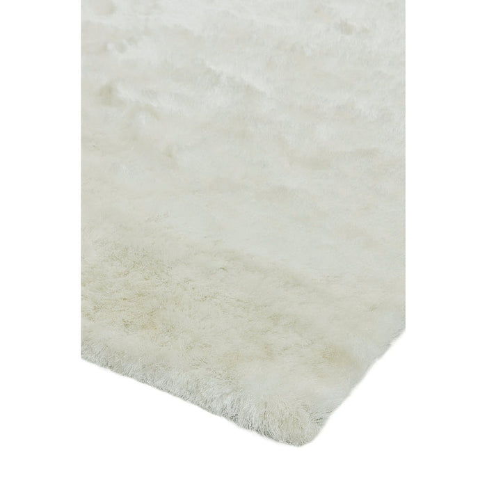 Whisper Super-Soft Fine Yarn Silky Shimmer Polyester Plain Shaggy Ivory Rug