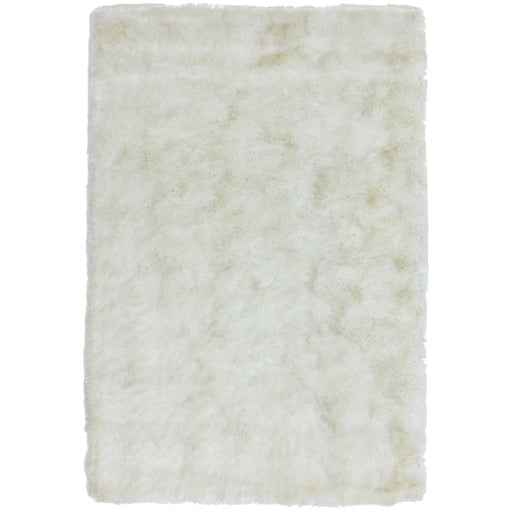 Whisper Super-Soft Fine Yarn Silky Shimmer Polyester Plain Shaggy Ivory Rug