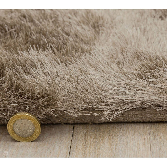 Whisper Super-Soft Fine Yarn Silky Shimmer Polyester Plain Shaggy Mocha Rug