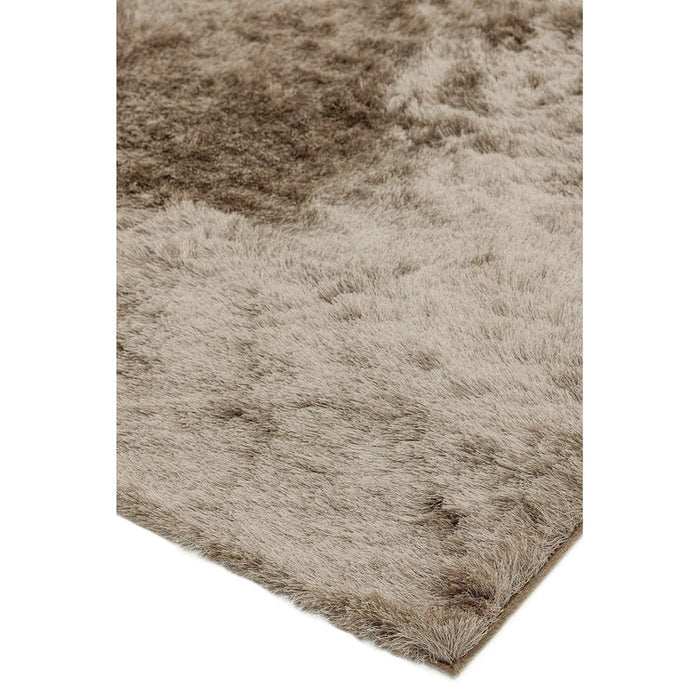 Whisper Super-Soft Fine Yarn Silky Shimmer Polyester Plain Shaggy Mocha Rug