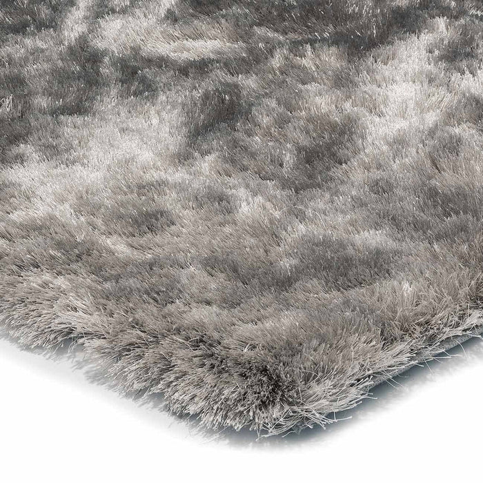 Whisper Super-Soft Fine Yarn Silky Shimmer Polyester Plain Shaggy Tungsten Rug