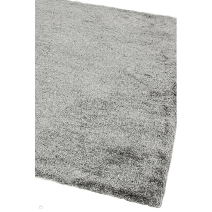 Whisper Super-Soft Fine Yarn Silky Shimmer Polyester Plain Shaggy Tungsten Rug