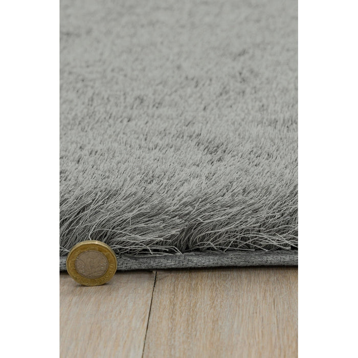 Whisper Super-Soft Fine Yarn Silky Shimmer Polyester Plain Shaggy Tungsten Rug