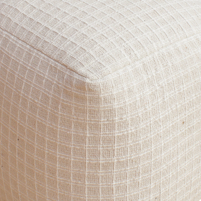 White Cotton Pouf for Living Room Decor