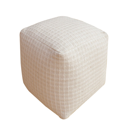 White Cotton Pouf for Living Room Decor