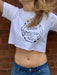 White Logo Crop Top for Women 100% Cotton Short Sleeve