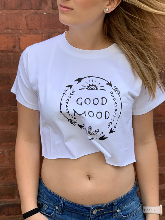 White Logo Crop Top for Women 100% Cotton Short Sleeve