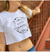 White Logo Crop Top for Women 100% Cotton Short Sleeve