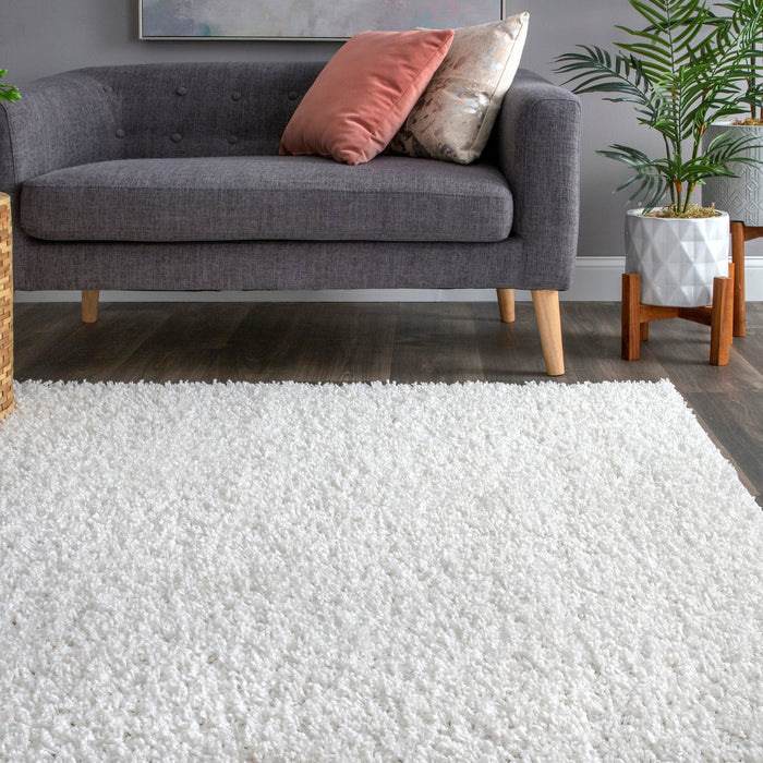 White Shag Area Rug 120x180 cm Pet-Friendly Soft Comfort