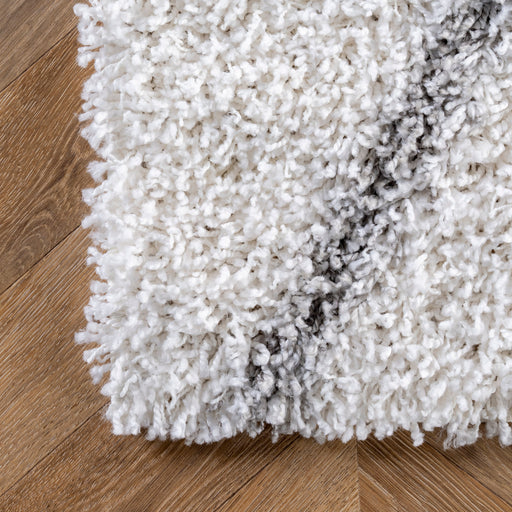 White Shag Area Rug Geometric Pattern 120 cm