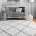 White Shag Area Rug Geometric Pattern 120 cm