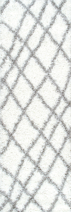 White Shag Area Rug Geometric Pattern 120 cm