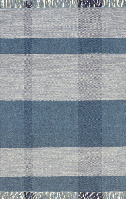 Willamette Plaid Wool Rug Blue 160x230 cm