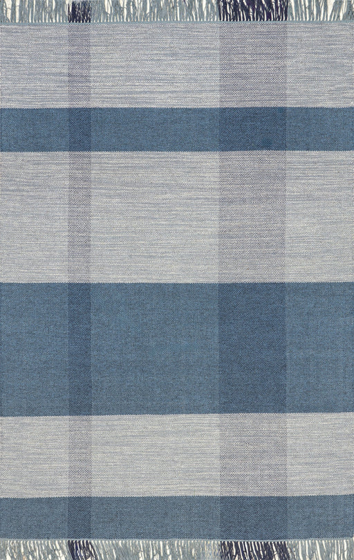 Willamette Plaid Wool Rug Blue 160x230 cm