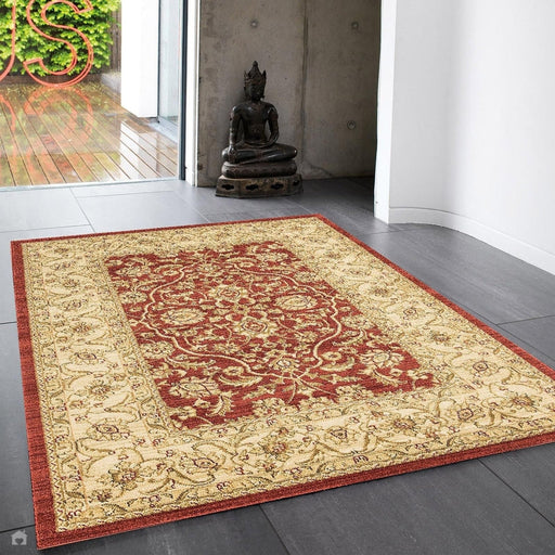 Windsor WIN02 Traditional Classic Floral Vine Bordered Red/Multi Rug