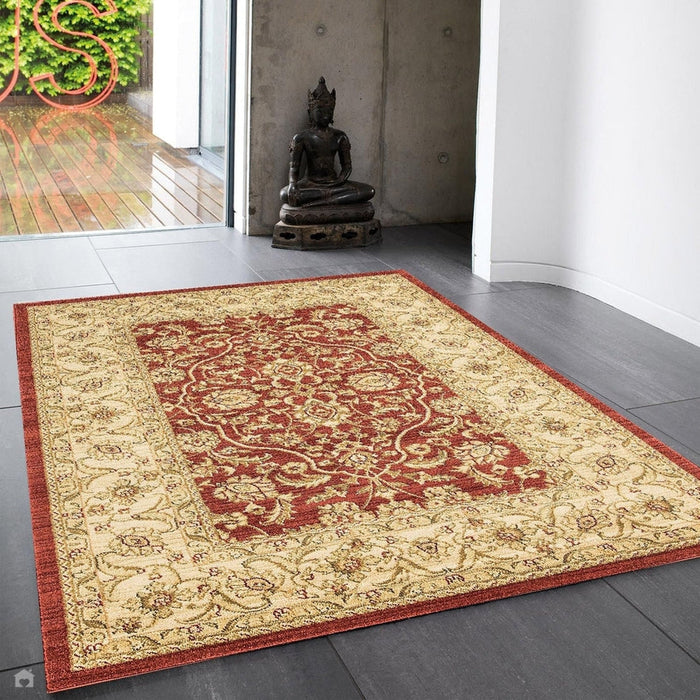 Windsor WIN02 Traditional Classic Floral Vine Bordered Red/Multi Rug