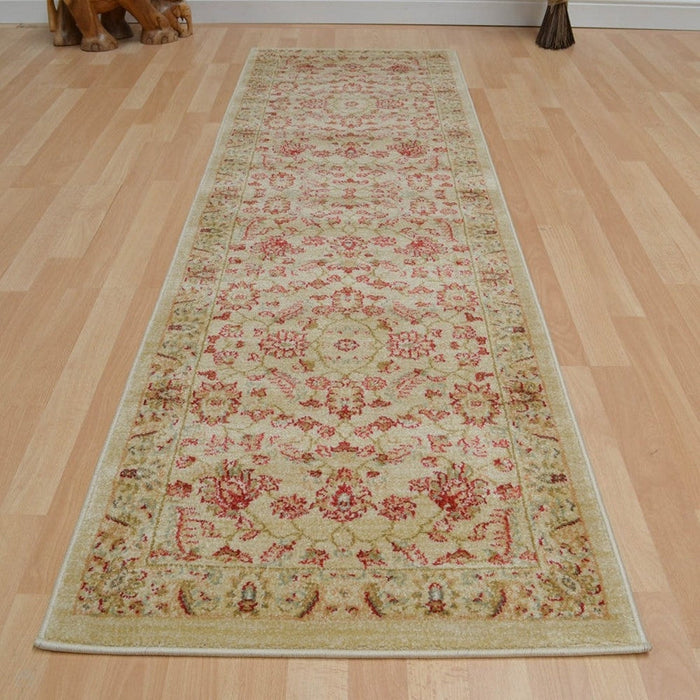 Windsor WIN04 Traditional Classic Floral Vine Bordered Beige/Natural/Multi Runner