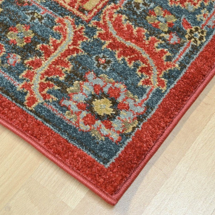 Windsor WIN08 Traditional Classic Floral Vine Medallion Border Red/Navy/Beige/Multicolour Rug