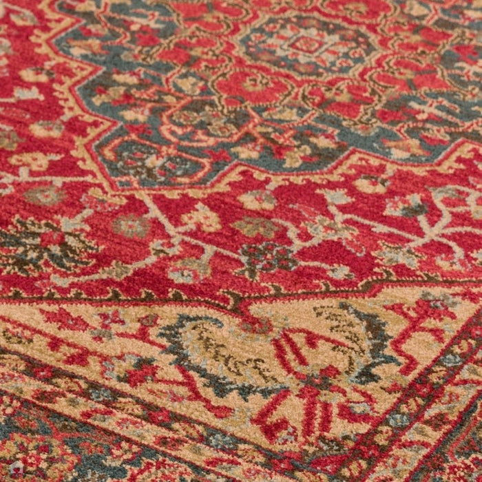 Windsor WIN08 Traditional Classic Floral Vine Medallion Border Red/Navy/Beige/Multicolour Rug