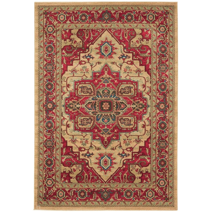 Windsor WIN10 Traditional Classic Floral Vine Medallion Border Red/Multi Rug