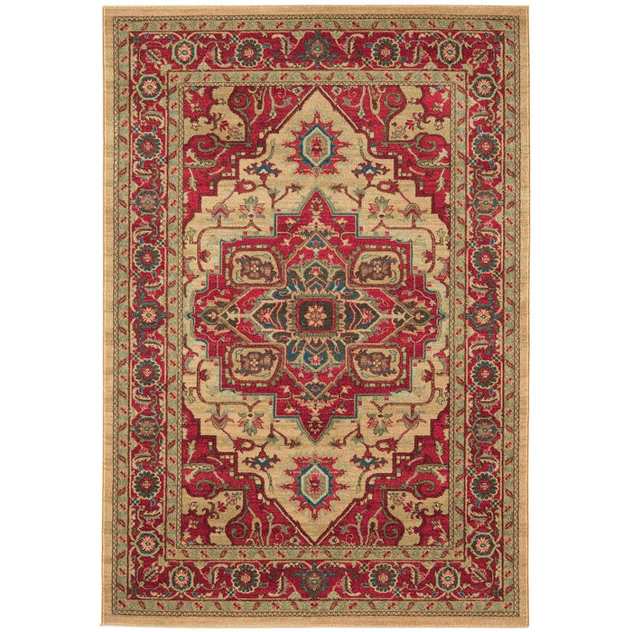 Windsor WIN10 Traditional Classic Floral Vine Medallion Border Red/Multi Runner