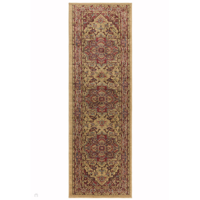 Windsor WIN10 Traditional Classic Floral Vine Medallion Border Red/Multi Runner