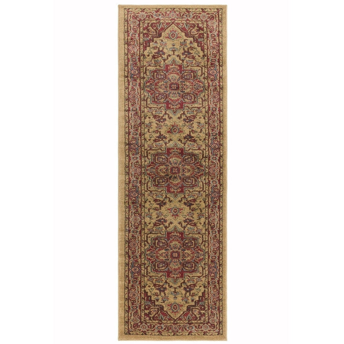 Windsor WIN10 Traditional Classic Floral Vine Medallion Border Red/Multi Runner