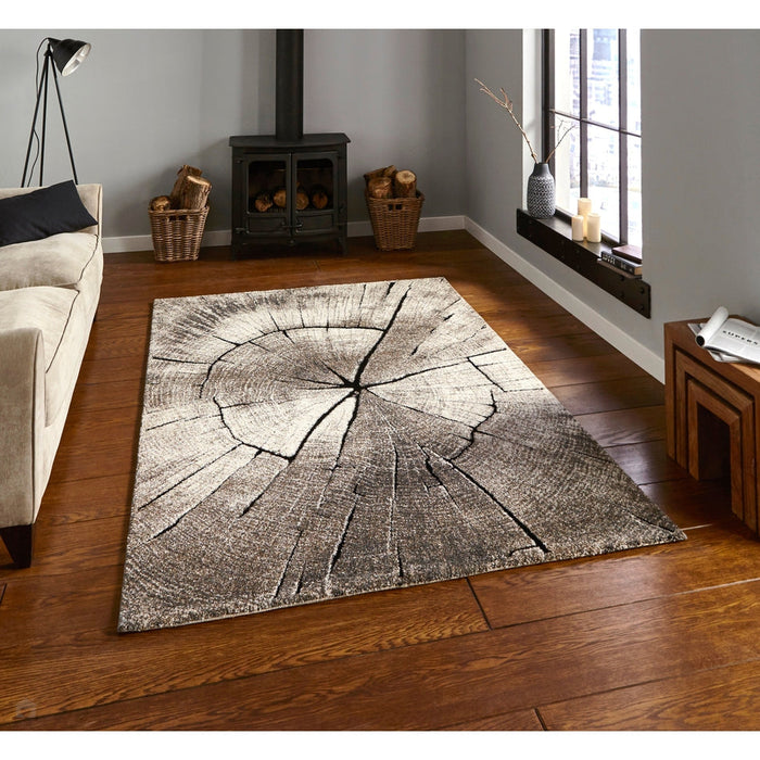 Woodland 2086 Modern Abstract Tree Trunk Beige Rug