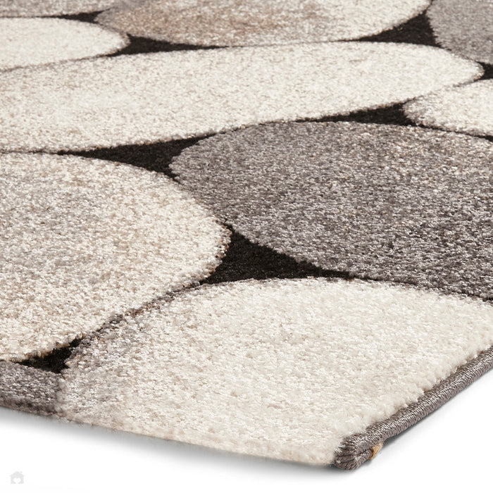 Woodland 2099 Modern Abstract Pebble Stones Cream/Grey Rug