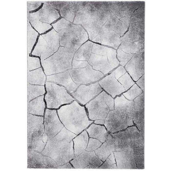 Woodland 21007 Modern Abstract Cracked Wood Grey Rug