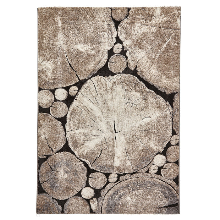 Woodland 6318 Modern Abstract Tree Trunk Beige/Black Rug