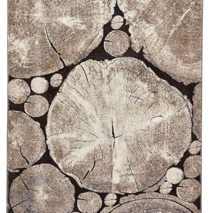 Woodland 6318 Modern Abstract Tree Trunk Beige/Black Rug