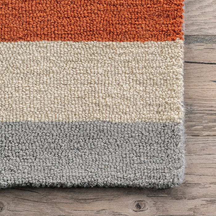 Wool Abstract Area Rug in Peach for Modern Living Spaces