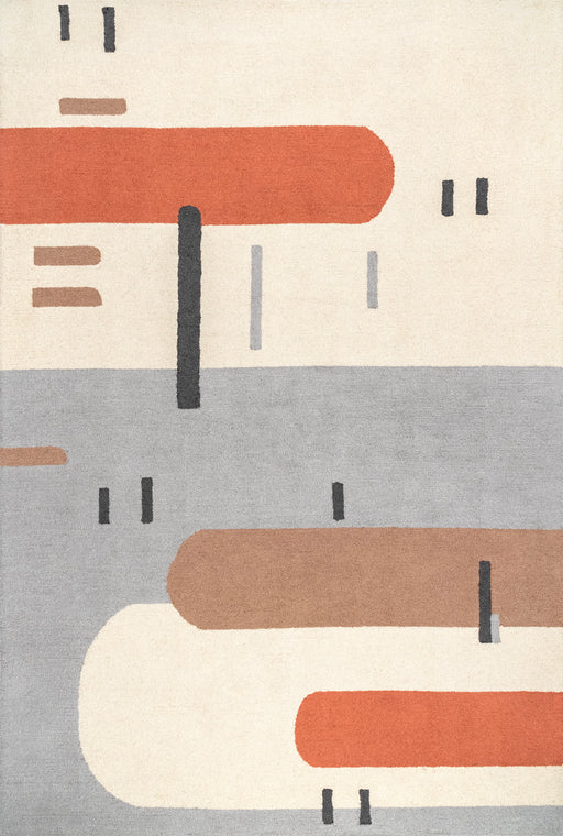 Wool Abstract Area Rug in Peach for Modern Living Spaces