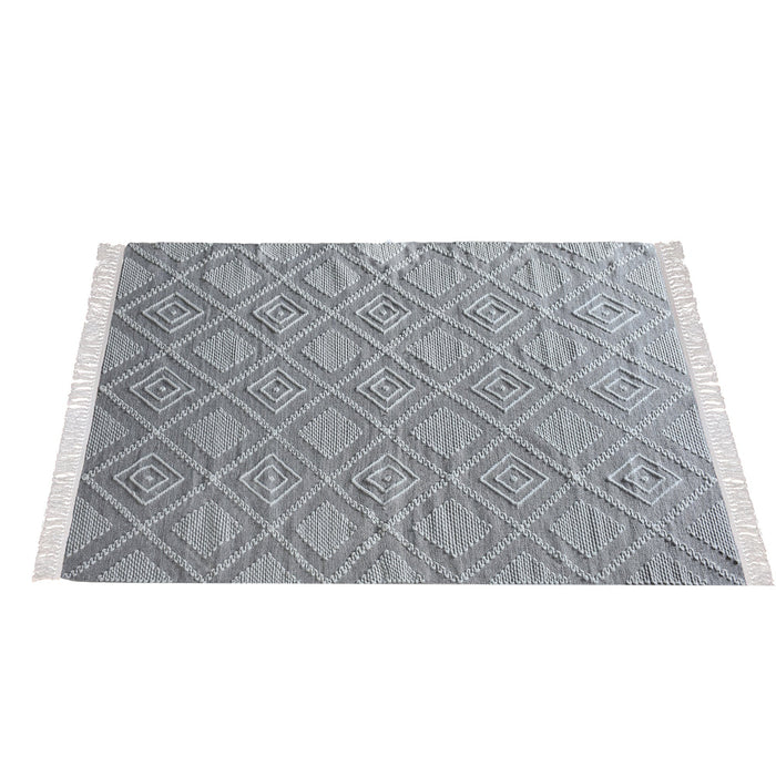 Wool And Cotton Hand-Woven Geometric Rug For All Seasons