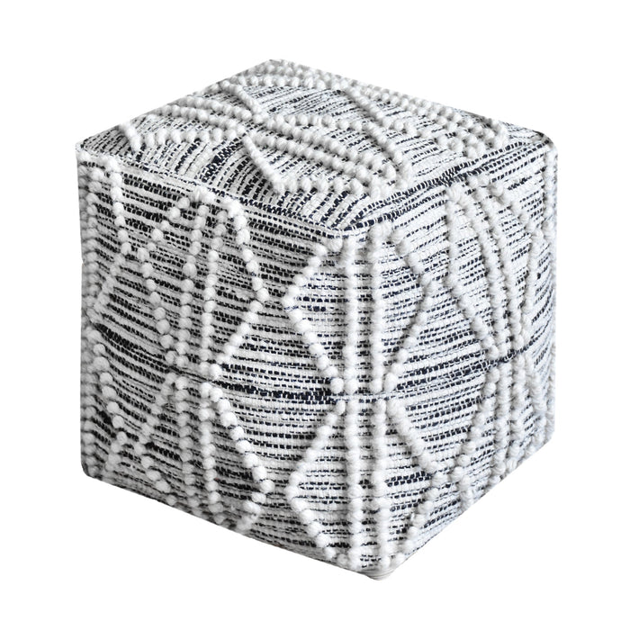 Wool And Cotton Hand-Woven Pouf For Home Decor