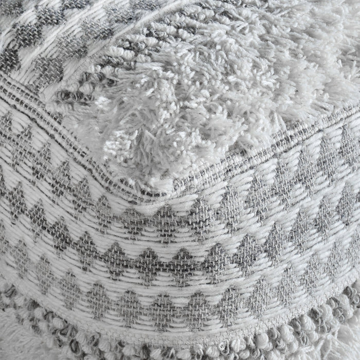 Wool And Cotton Hand-Woven Pouf For Home Decor