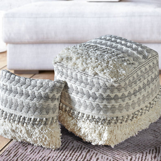 Wool And Cotton Hand-Woven Pouf For Home Decor