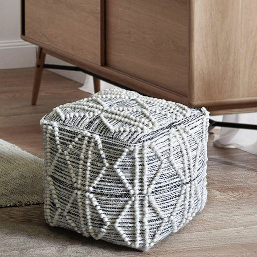 Wool And Cotton Hand-Woven Pouf For Home Decor