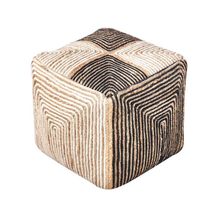 Wool And Jute Handcrafted Pouf For Indoor And Outdoor Use