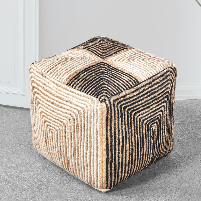 Wool And Jute Handcrafted Pouf For Indoor And Outdoor Use