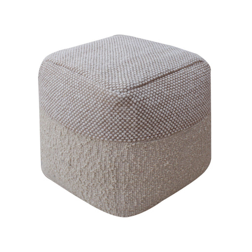 Wool And Polyester Hand Woven Pouf For Indoor Outdoor Use