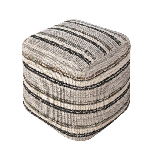 Wool And Viscose Hand-Woven Pouf For Indoor Outdoor Use