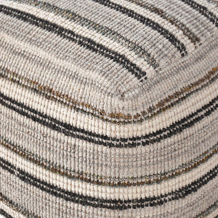 Wool And Viscose Hand-Woven Pouf For Indoor Outdoor Use